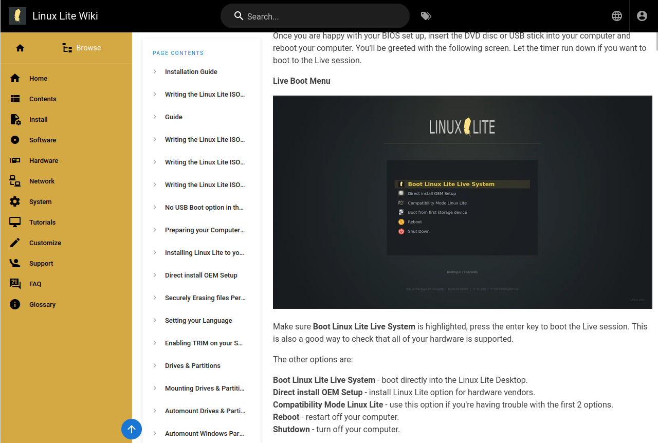 Wiki de Linux Lite con vistas previas